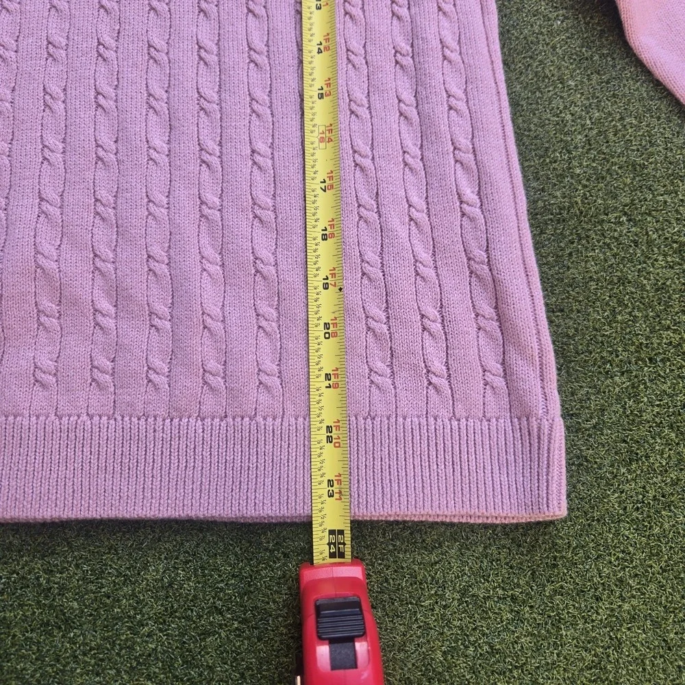 Talbots Petite Pink Cable Knit Sweater Womens SP Button Cuff